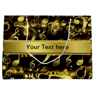 Musik, Noten, Noten, Gold, Banner, Vorlage, Große Geschenktüte
