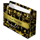 Musik, Noten, Noten, Gold, Banner, Vorlage, Große Geschenktüte (Vorderseite Schrägansicht)