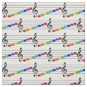 Musik, Noten, Regenbogen mehrfarbig. niedlich Stoff (Muster)