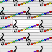 Musik, Noten, Regenbogen mehrfarbig. niedlich Stoff (Kachel)