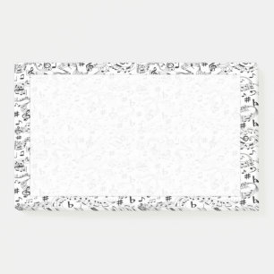 Musik - Noten Schwarz und Weiß Post-it Klebezettel