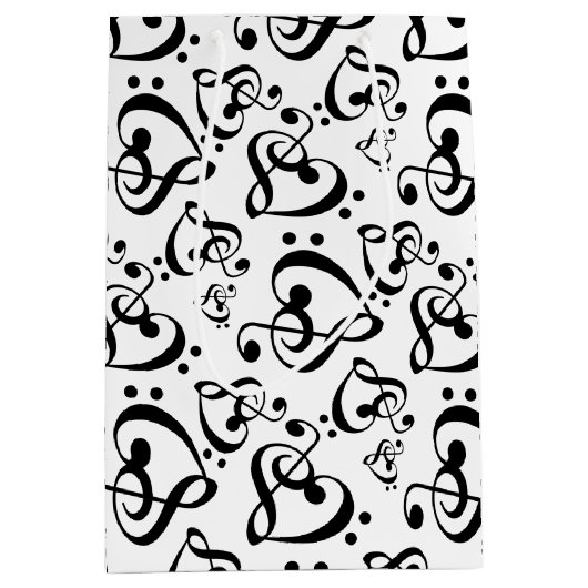 Musik Notes Clef Hearts Mittlere Geschenktüte (Vorderseite)