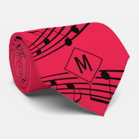 MUSIK NOTES Staves | Rotes Schwarz | Monogramm