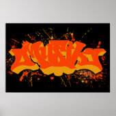 Musik-orange-gelber Spritzer Poster (Vorne)