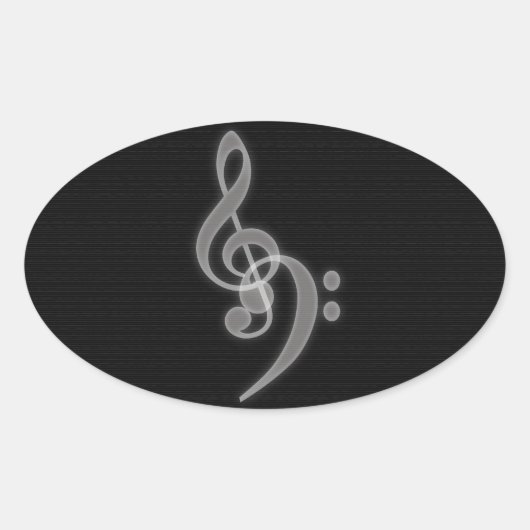 Musik - Ovale Sticker für Treble und Bass Clef (Vorderseite)