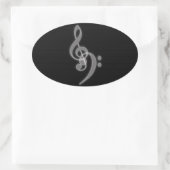 Musik - Ovale Sticker für Treble und Bass Clef (Tasche)