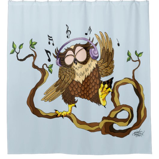 Musik Owl Duschvorhang (Vorderseite)