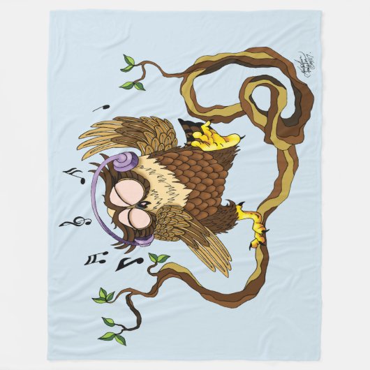 Musik Owl Fleecedecke (Vorderseite)