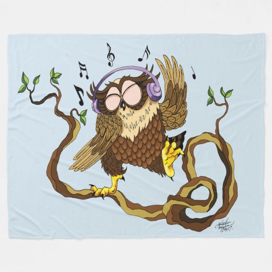 Musik Owl Fleecedecke (Vorderseite (Horizontal))