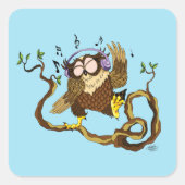 Musik Owl Quadratischer Aufkleber (Vorderseite)