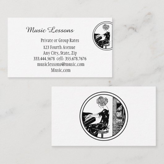Musik Piano Gitarre Lehrer Business Card Visitenkarte (Vorne/Hinten)