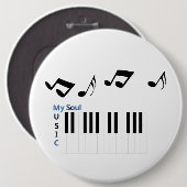 Musik Piano Key Musiknote Button (Vorne & Hinten)