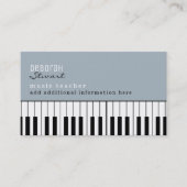 Musik Piano Lehrer Elegante Dusty Blue Visitenkarte (Vorderseite)