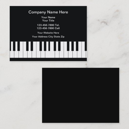 Musik Piano Thema Business Cards Visitenkarte (Vorne/Hinten)