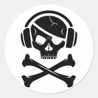 Musik Piraterie-Symbol gegen Ria Runder Aufkleber