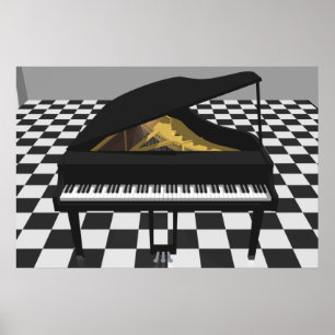 Musik-Plakat: Flügel u. Fliesen: Modell 3D Poster