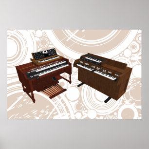 Musik-Plakat: Vintage Tastaturen: Modell 3D Poster