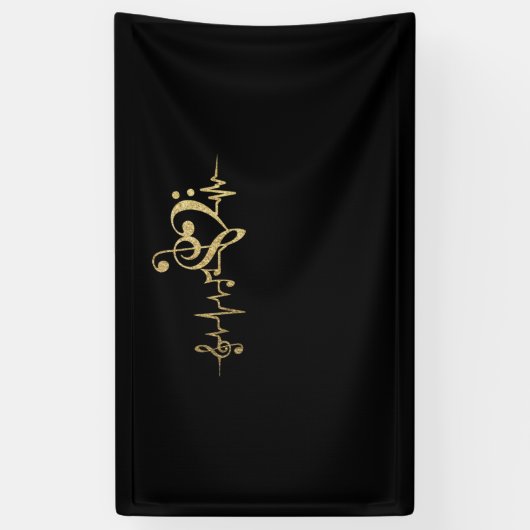 Musik Puls Notes Clef Heartbeat Banner (Vertikal)
