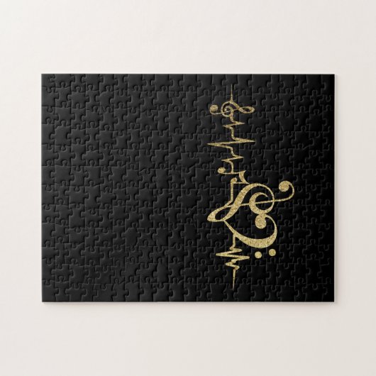 Musik Puls Notes Clef Heartbeat Puzzle (Horizontal)