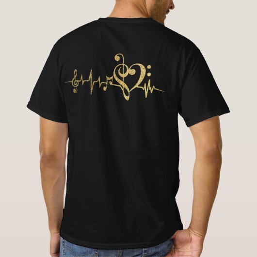 Musik Puls Notes Clef Heartbeat T-Shirt (Rückseite)