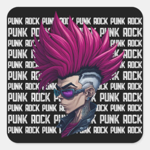Musik Punk Rock And Roll Neue Welle Band Cool Gig Quadratischer Aufkleber