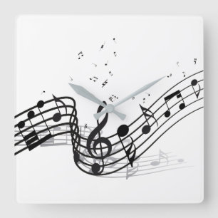 Musik Quadratische Wanduhr