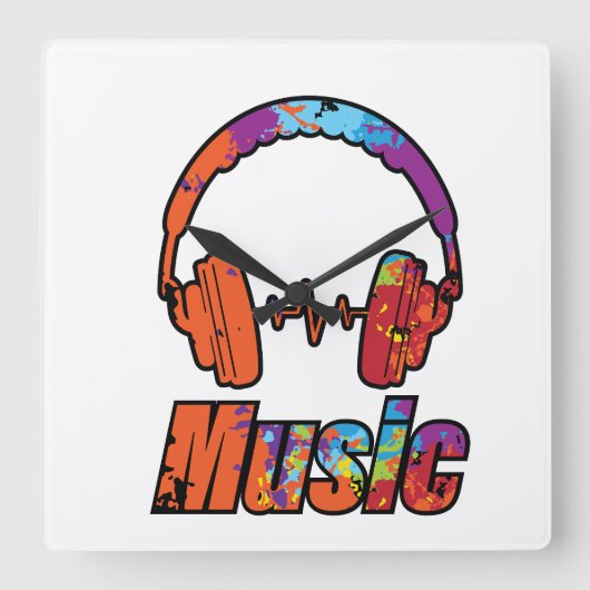 Musik Quadratische Wanduhr (Vorderseite)