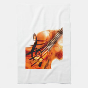 Musik reihte Instrument-Violinen-Schicksals-Tanz a Geschirrtuch