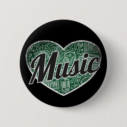 Musik Retro Herz Blackboard Liebe Button (Vorderseite)