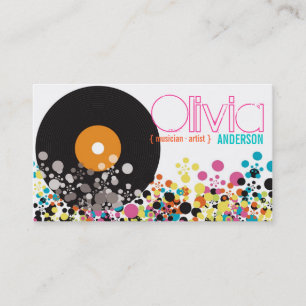 Musik Retro Vintage Vinyl Farbige Pop Punkte Künst Visitenkarte