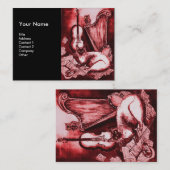 MUSIK, rot und weiß, schwarz Visitenkarte (Vorne/Hinten)