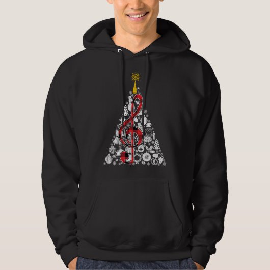 Musik Rote Karierte Weihnachtsbaum Dekoration Weih Hoodie (Vorderseite)