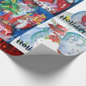 MUSIK SANTA UND SCHNEE FREUNDE CHRISTMAS FERIEN GESCHENKPAPIER (Ecke)