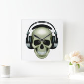 Musik (Schädel/Kopfhörer) Quadratische Wanduhr (Zuhause)