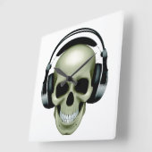 Musik (Schädel/Kopfhörer) Quadratische Wanduhr (Winkel)