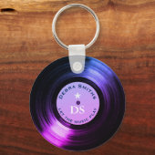 Musik-Schallplatte lila Schlüsselanhänger (Vorderseite)
