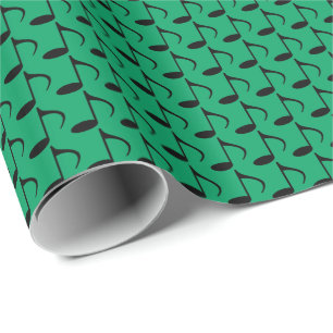 Musik Schwarze Achtelnoten auf Shamrock-Grün Geschenkpapier