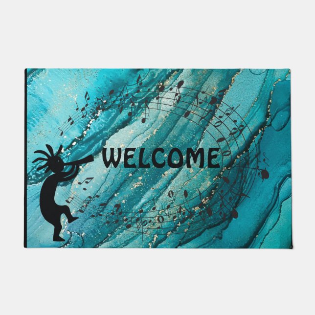 Musik Southwestern Türkise Kokopelli Doormat Fußmatte (Vorderseite)