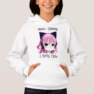 Musik, Spiele und Katzen   Anime Girl Hoodie