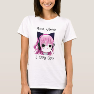 Musik, Spiele und Katzen   Anime Girl T-Shirt