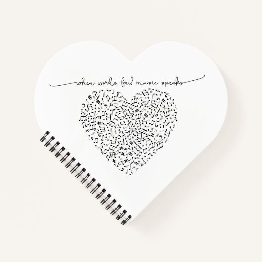 Musik spricht Herz (schwarzer Text), benutzerdefin Notizblock (Vorderseite)