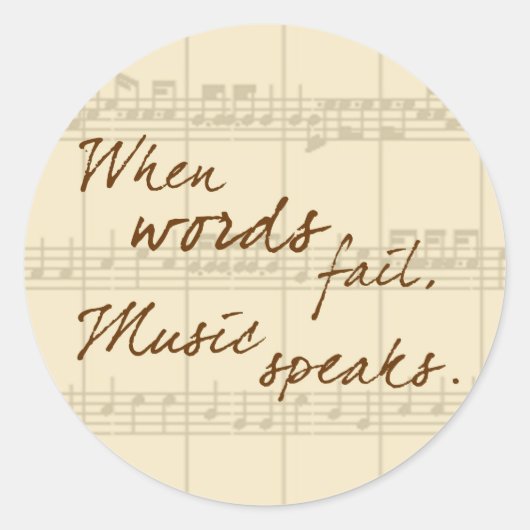 Musik spricht runder aufkleber (Vorderseite)