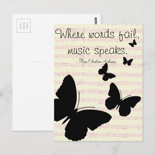 Musik spricht Zitat Postkarte (Vorne/Hinten)