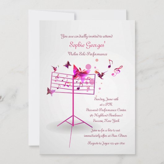 Musik Stand Pink Einladung (Vorderseite)