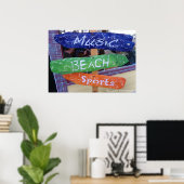 Musik, Strand, Sportplakat! Poster (Heimbüro)