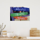 Musik, Strand, Sportplakat! Poster (Küche)