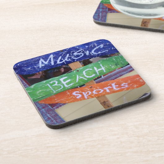 Musik, Strand, Untersetzer des Sportzentrums! (Linke Seite)