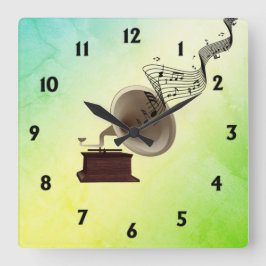 Musik-Streams aus Gramophone w 12 numbers Green Große Wanduhr