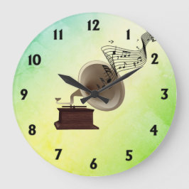 Musik-Streams aus Gramophone w 12 numbers Green Große Wanduhr