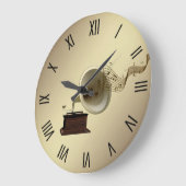 Musik-Streams aus Gramophone w 12 Nummern Große Wanduhr (Winkel)